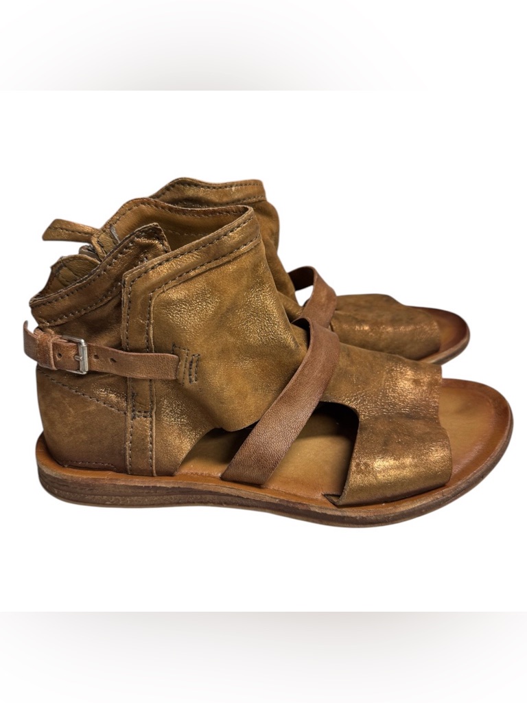 Miz Mooz Tan/Bronze Leather Gladiator Ankle Boots Size 7